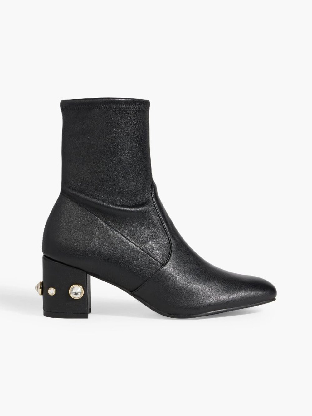 $650 Stuart Weitzman ALLSHINE PEARL Bootie black SOCK BLOCK LEATHER 7.5 (A8)